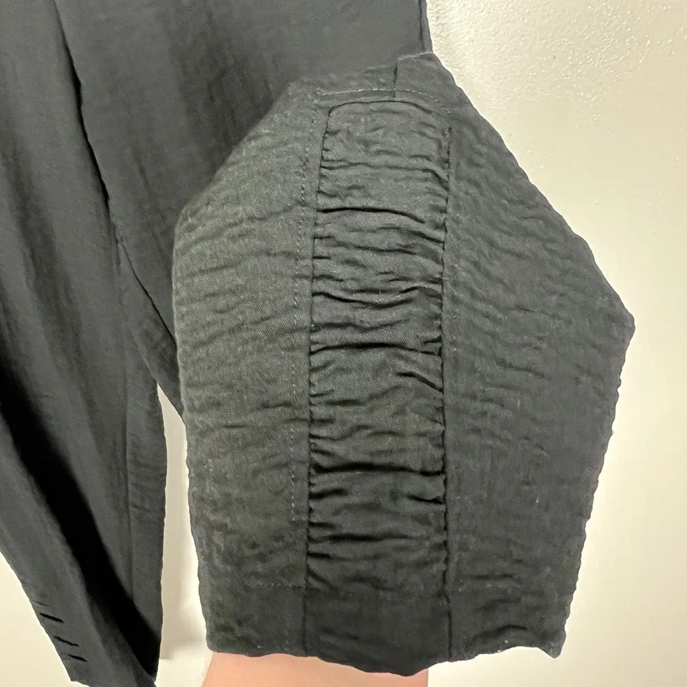 Habitat Ruched Ankle Pants Women Medium Black Solid Travel Stretch Office Career